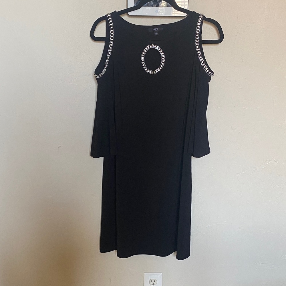 J.B.S. Black Mini Dress with Rhinestone Accents